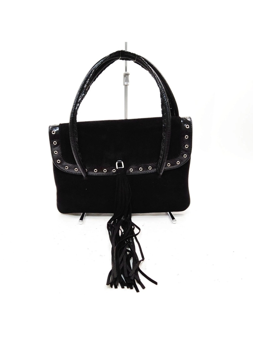 Dolce & Gabbana Black Suede Fringe Shoulder Bag